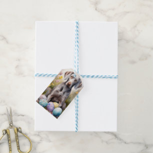Weimaraner-Hund mit Ostereiern Feiertag Geschenkanhänger