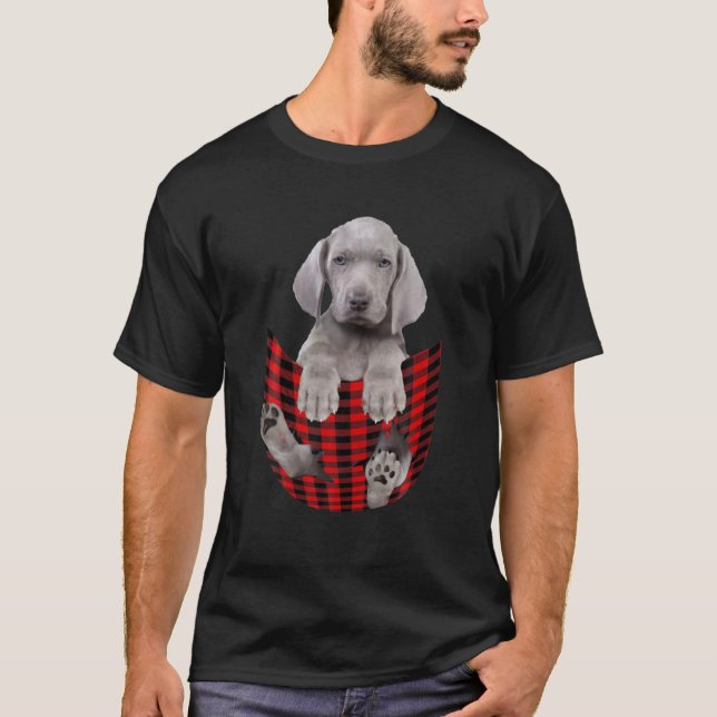 Weimaraner Hund Niedlich in Pocket Caro Geschenke  T-Shirt (Vorderseite)