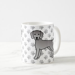 Weimaraner Hund Niedlicher Cartoon Illustration & Kaffeetasse
