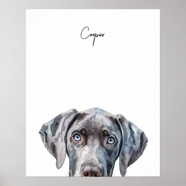 Weimaraner-Hund personalisierter Druck Poster (Vorne)