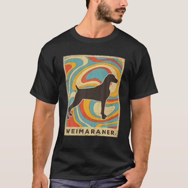 Weimaraner Hund Retro Vintag T-Shirt (Vorderseite)