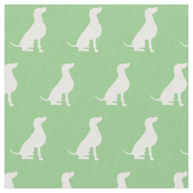 Weimaraner Hund Silhouette Pet Sage Green Stoff (Nahaufnahme)