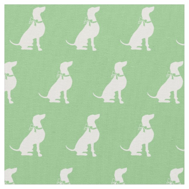 Weimaraner Hund Silhouette Pet Sage Green Stoff (Nahaufnahme)
