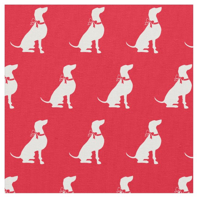 Weimaraner Hund Silhouette Rotes Tier Stoff (Nahaufnahme)