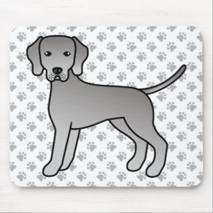 Weimaraner Hund süße Cartoon-Illustration & Pfoten Mousepad