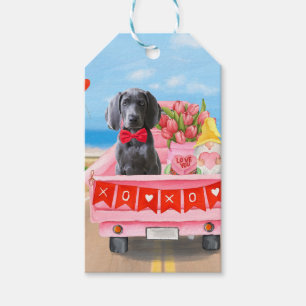 Weimaraner-Hund Valentinstag LKW Herzen Geschenkanhänger