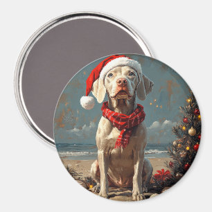 Weimaraner Hund Weihnachten Vintage Strand Magnet