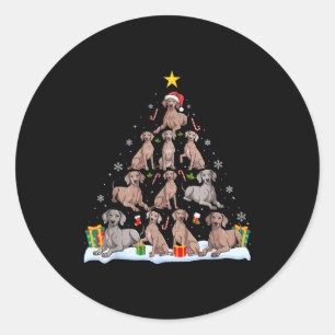 Weimaraner-Hund Weihnachtsbaum Xmas Haustiere Hund Runder Aufkleber
