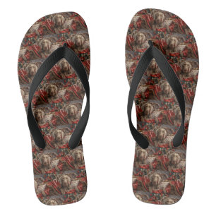 Weimaraner Hund Weihnachtsfestlich Flip Flops