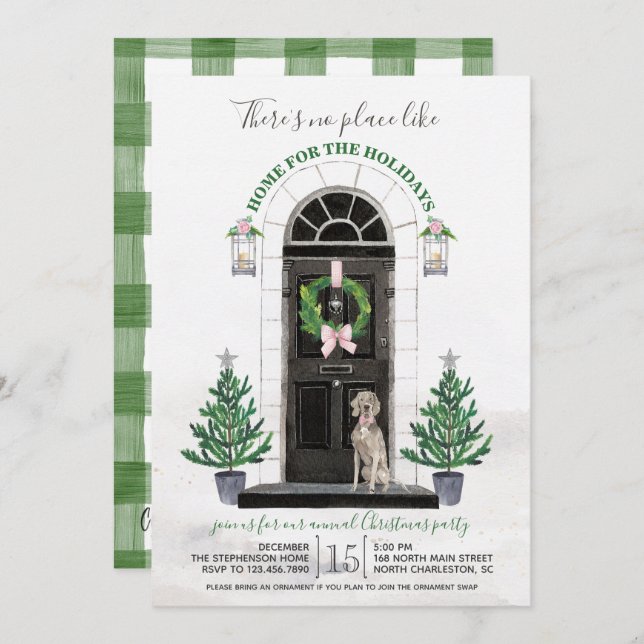 Weimaraner Hund Zuhause für das Ferien-Party Einladung (Vorne/Hinten)