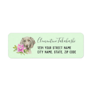 Weimaraner Hunde-und Lilien-Aquarell-Adresse