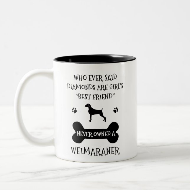 Weimaraner Hundefreund Zweifarbige Tasse (Links)