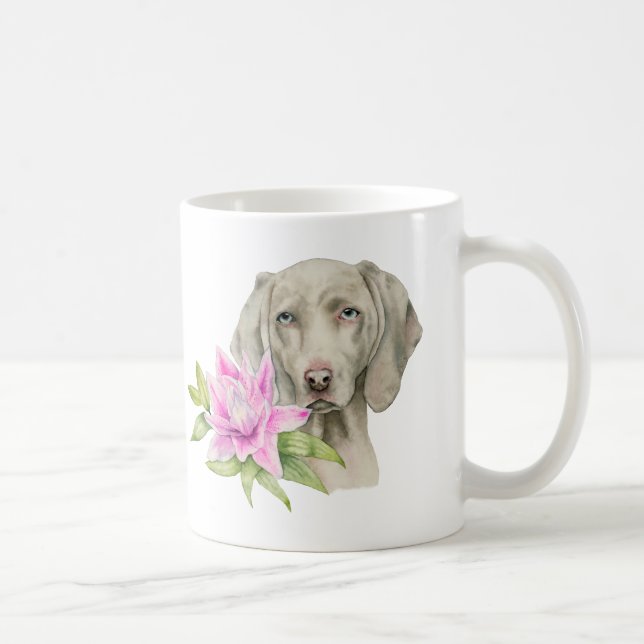 Weimaraner Hundekunst Tasse (Rechts)