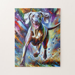 Weimaraner-Hundeporträt Acryl-Kunst Druck Hund Puzzle