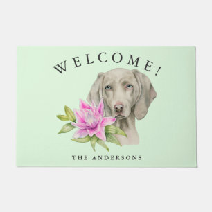 Weimaraner Hundewillkommene mit Blumenfamilie Fußmatte