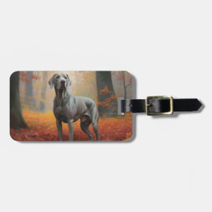 Weimaraner im Herbst inspiriert durch fallende Blä Gepäckanhänger