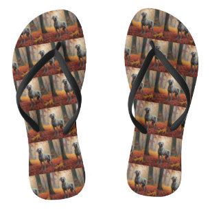 Weimaraner im Herbst inspiriert vom Laubfall Flip Flops