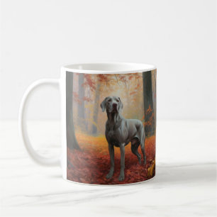 Weimaraner im Herbst inspiriert vom Laubfall Kaffeetasse