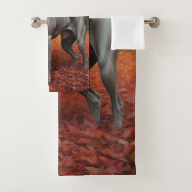 Weimaraner im Herbst Leaves Fall Inspiriert Badhandtuch Set (Insitu)