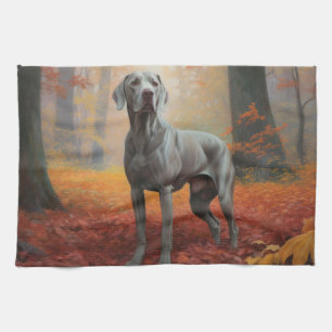 Weimaraner im Herbst Leaves Fall Inspiriert Geschirrtuch
