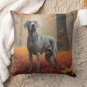 Weimaraner im Herbst Leaves Fall Inspiriert Kissen