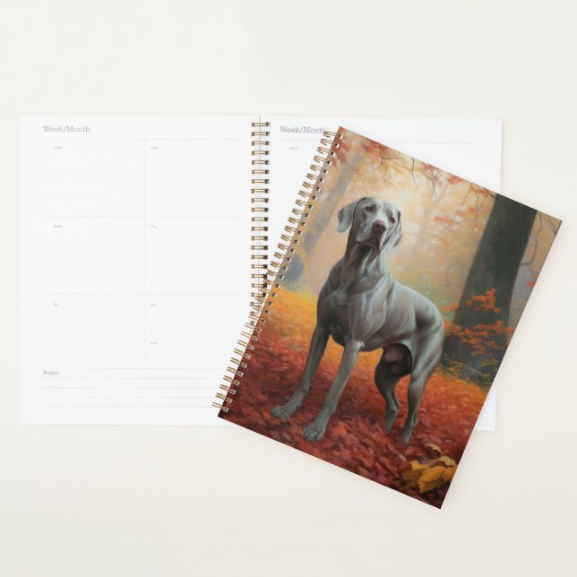 Weimaraner im Herbst Leaves Fall Inspiriert Planer (Anzeige)