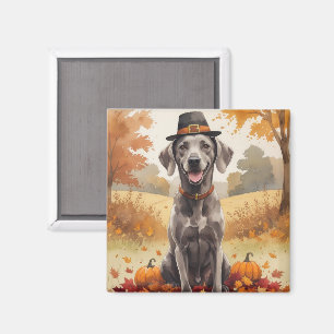 Weimaraner im Herbstlaub Thanksgiving Kunst Magnet