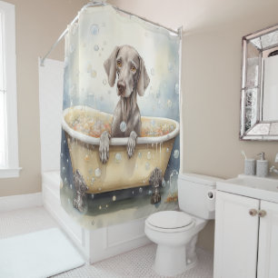 Weimaraner in der Badewanne Wasserfarben Hunde Kun Duschvorhang