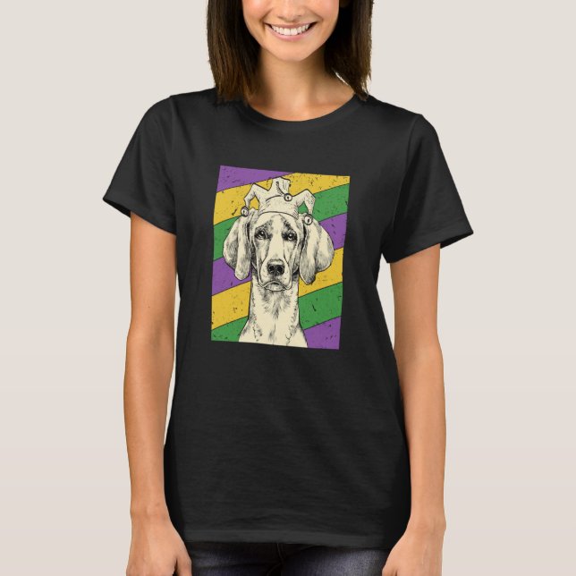 Weimaraner Jester Mardi Gras Dog Mom or Dad T-Shirt (Vorderseite)