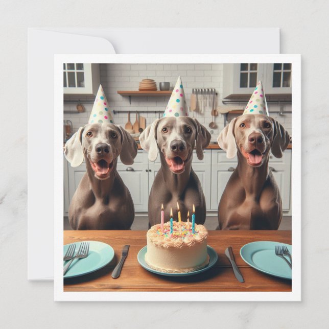 Weimaraner-Karte, Weimaraner-Geburtstag Einladung (Vorderseite)