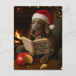 Weimaraner 'Käse-Steuer' Weihnachtskarte Postkarte