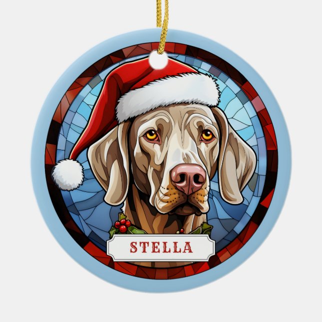 Weimaraner Keramik Circle Ornament (Vorne)