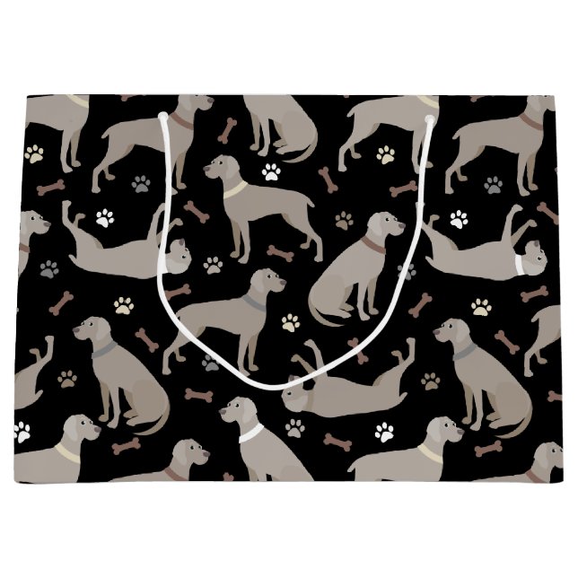 Weimaraner Knochen und Paare schwarz Große Geschenktüte (Vorderseite)