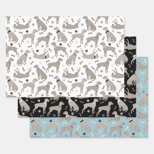 Weimaraner Knochen und Paws Geschenkpapier Set (Set)