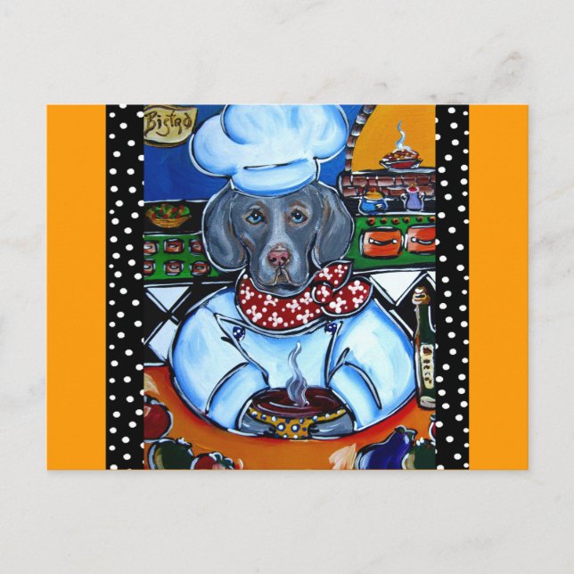 Weimaraner Koch Produkte Postkarte (Vorderseite)