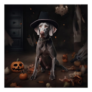 Weimaraner Kürbisse Halloween Gruselig Poster