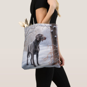 Weimaraner lassen es Schnee Weihnachten