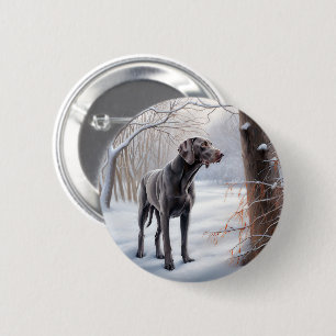 Weimaraner lassen es Schnee Weihnachten Button