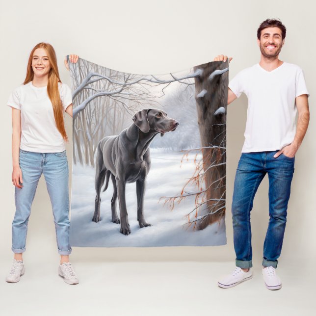Weimaraner lassen es Schnee Weihnachten Fleecedecke (Beispiel)
