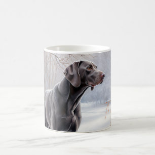 Weimaraner lassen es Schnee Weihnachten Kaffeetasse