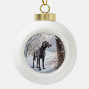 Weimaraner lassen es Schnee Weihnachten Keramik Kugel-Ornament
