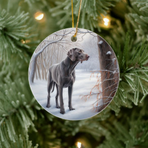 Weimaraner lassen es Schnee Weihnachten Keramik Ornament