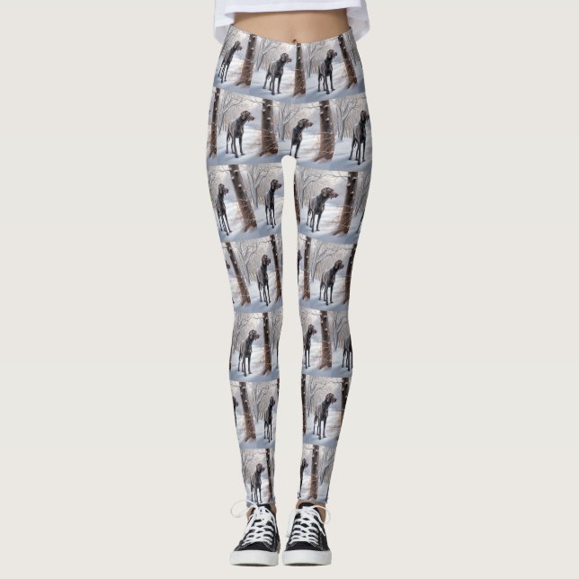 Weimaraner lassen es Schnee Weihnachten Leggings (Vorderseite)