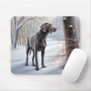 Weimaraner lassen es Schnee Weihnachten Mousepad