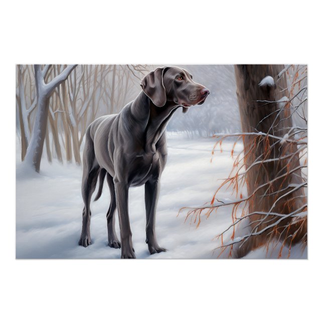 Weimaraner lassen es Schnee Weihnachten Poster (Vorderseite)
