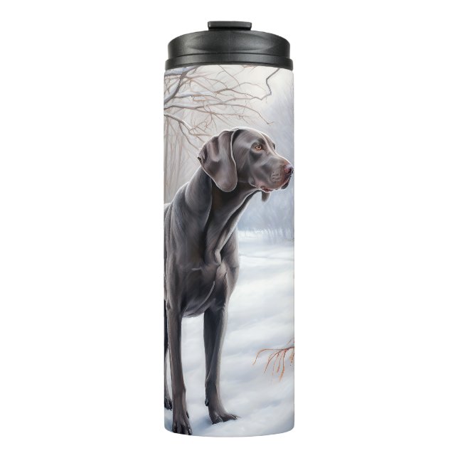 Weimaraner lassen es Schnee Weihnachten Thermosbecher (Vorderseite)