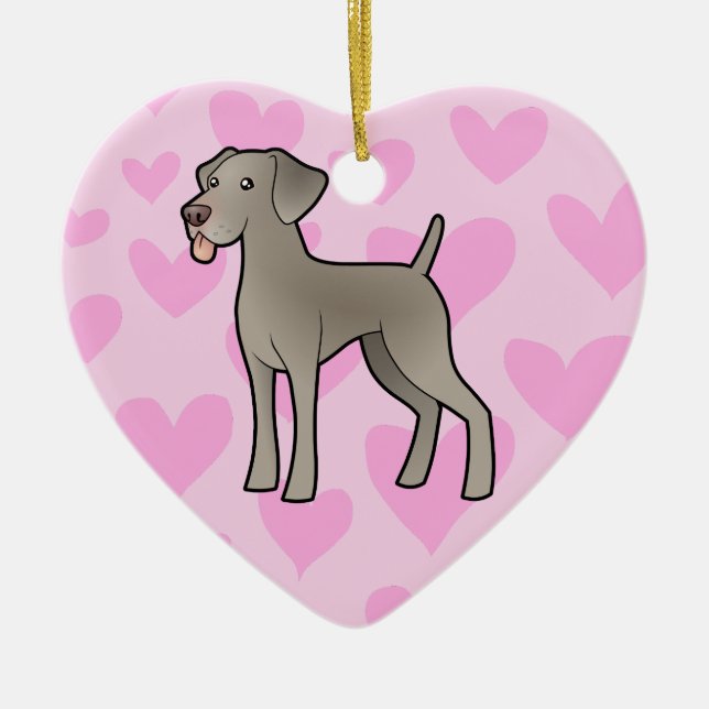 Weimaraner Liebe (addieren Sie Ihre eigene Keramik Ornament (Vorne)