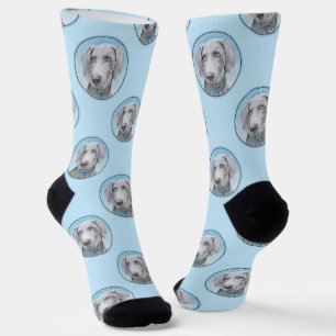 Weimaraner Malerei Grau Silber Originale Hunde Kun Socken