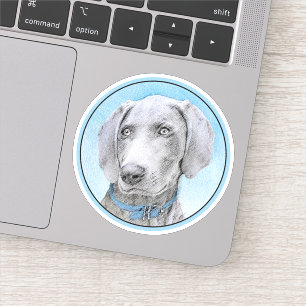 Weimaraner Malerei - Niedliche Original Hunde Kuns Aufkleber