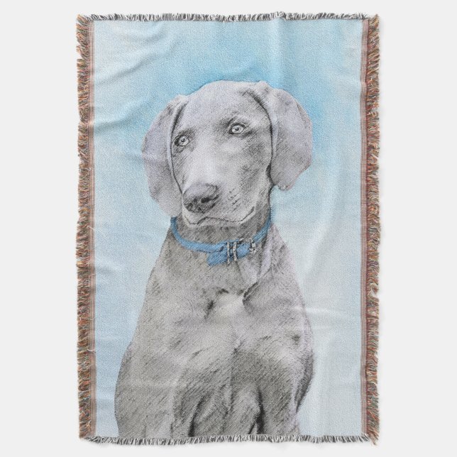 Weimaraner Malerei - Niedliche Original Hunde Kuns Decke (Vorderseite Vertikal)